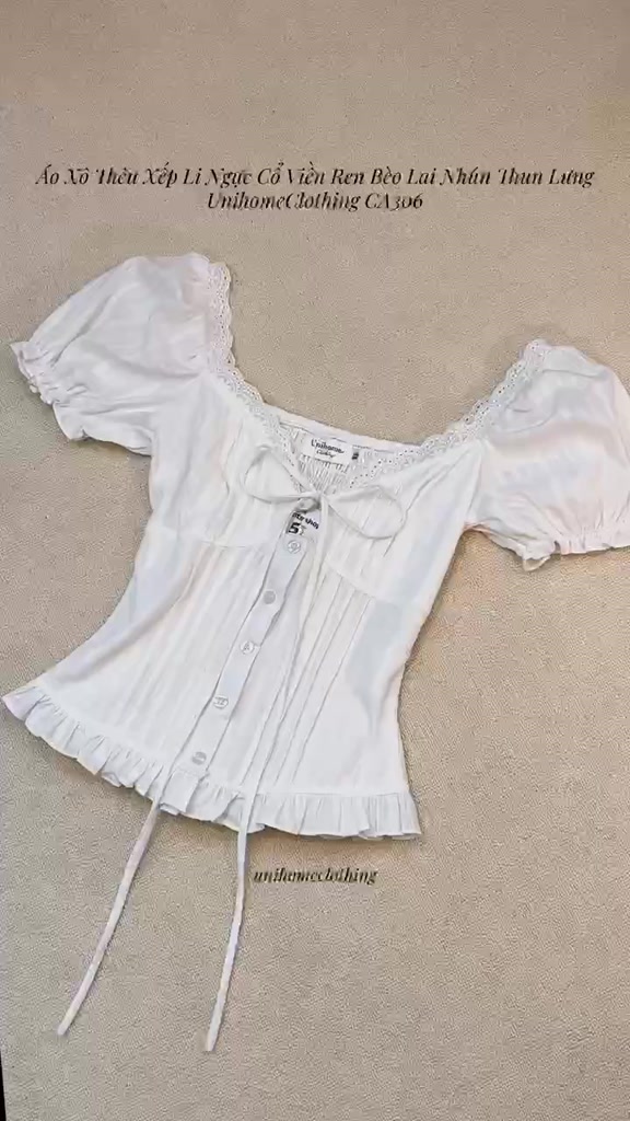 (40-80Kg) Áo Xô Thêu Xếp Li Ngực Cổ Viền Ren Bèo Lai Nhún Thun Lưng (Có BigSize) UnihomeClothing CA306 | BigBuy360 - bigbuy360.vn