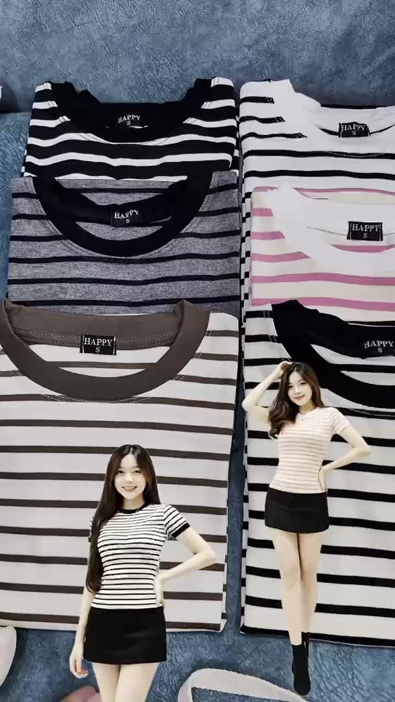 [MỞ BÁN] Áo Thun Sọc Viền Nữ Ôm Dáng Chiết Eo Basic Cotton Mềm Mịn HAPPY BOUTIQUE | BigBuy360 - bigbuy360.vn