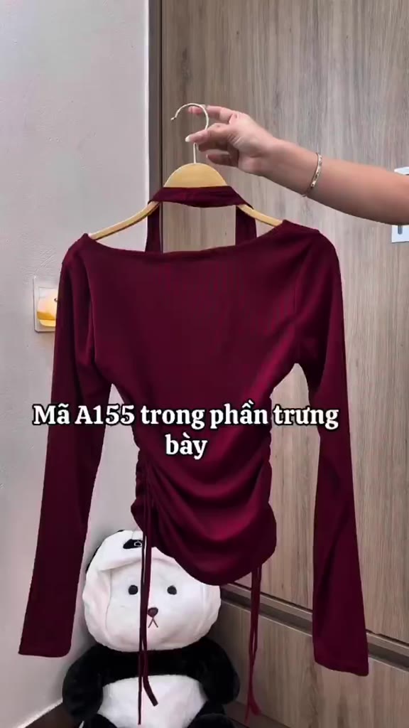 Áo tay dài cổ yếm dây rút hông điệu đà cuốn hút A155 | BigBuy360 - bigbuy360.vn