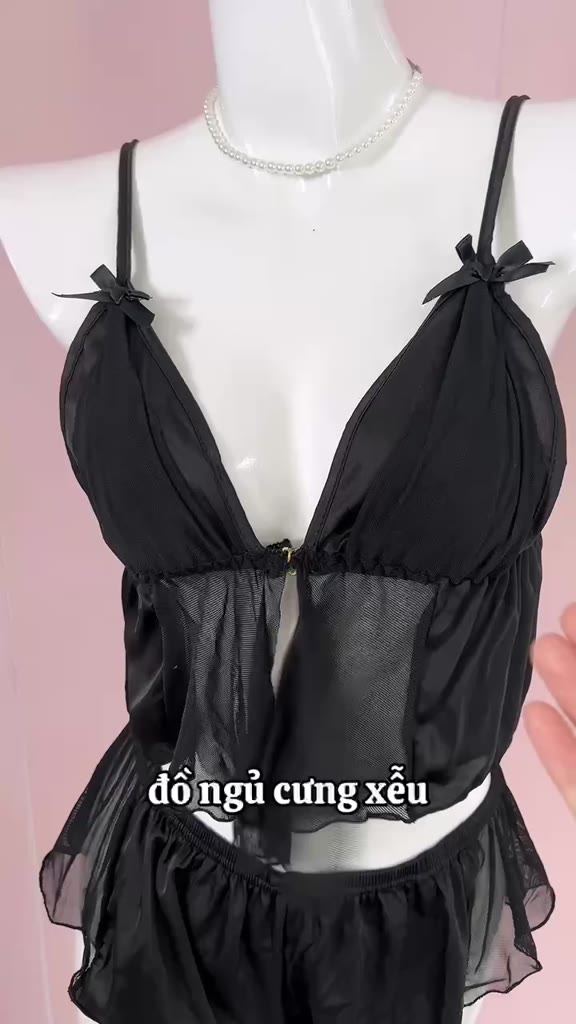 Đồ Ngủ Nữ Cao Cấp - Bộ Ngủ Lụa 2 Dây Xẻ Tà Phối Ren Form Ngắn HanaLady - VN585 | BigBuy360 - bigbuy360.vn
