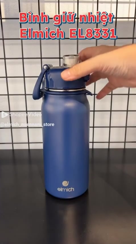 Bình giữ nhiệt inox Elmich EL8331NB giữ nhiệt nóng lạnh kèm ống hút đầu silicon linh hoạt dung tích 1L | BigBuy360 - bigbuy360.vn
