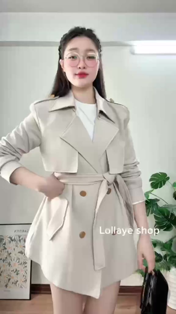 (A.01 Hàng Shop): Áo Khoác Mangto Cổ Vest 4 Màu Hàng 2 Lớp Cúc Đồng Tay Bo Phối Dây Buộc Dáng Lửng Mặc Siêu Ấm Lollaye | BigBuy360 - bigbuy360.vn