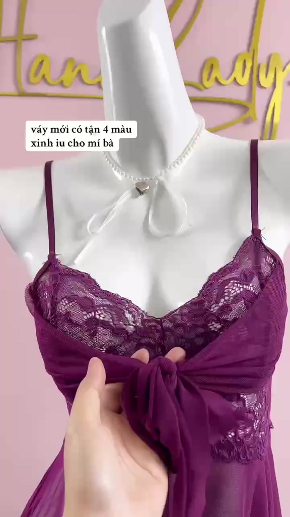 Váy Ngủ Ren Nữ - Đầm Ngủ Voan Mịn 2 Dây Dáng Xòe Thắt Nơ Vòng 1 V664 | BigBuy360 - bigbuy360.vn