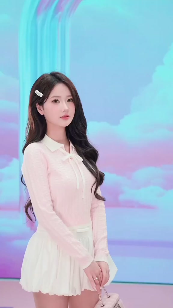 TINGOAN® - Áo len xù hồng dáng lửng phối cổ bẻ dây nơ trắng HELLEN TOP/PK | BigBuy360 - bigbuy360.vn