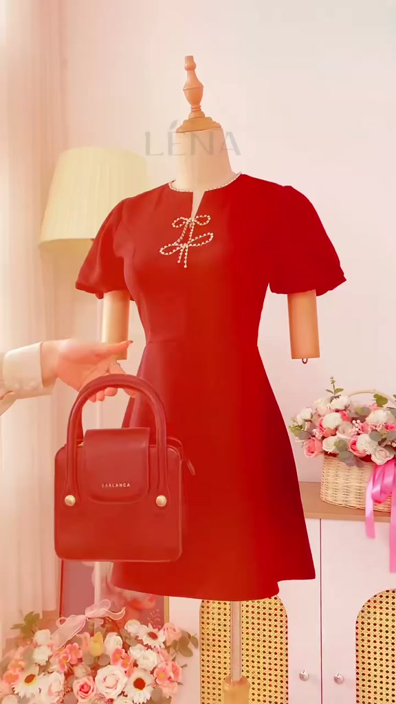 (Có BIGSIZE) Đầm dự tiệc phong cách Hàn Quốc - Váy nữ tiểu thư sang chảnh cutout phơ nơ đá LENA 3125 | BigBuy360 - bigbuy360.vn