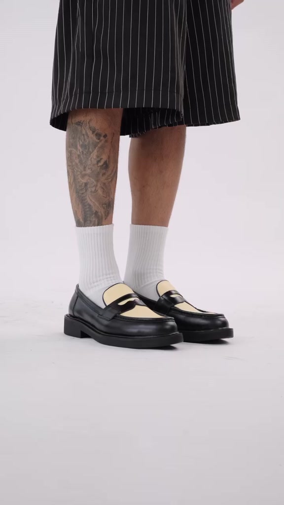 Giày Lười Nam Nữ THEWOLF SEAN PENNY LOAFER - Đen / Đen Kem / Tan | BigBuy360 - bigbuy360.vn