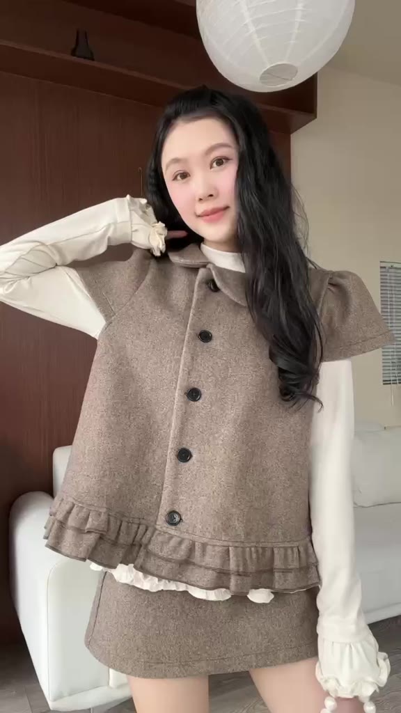 Set 2 món áo dạ cổ sen kèm chân váy dáng ngắn Nữ (áo trong bán rời) the.sweaterweather TSW | BigBuy360 - bigbuy360.vn