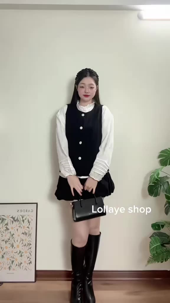 (S.2 Set 3 Món):Áo Gile Nhung Cúc Bông Tuyết +Áo Trắng Cổ Bèo Tay Bồng Thiết Kế May Gân+Chân Váy Bum-Bộ Mặc Tết | BigBuy360 - bigbuy360.vn