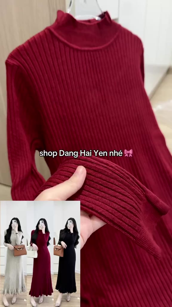 Váy suông 120cm cổ 3p [ Quảng Châu ] chất len tăm mềm co giãn đuôi cá | BigBuy360 - bigbuy360.vn