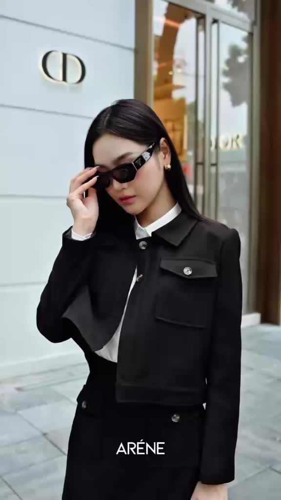 Set áo khoác dáng croptop kèm chân váy kiểu dáng cổ điển ARÉNE AK031 | BigBuy360 - bigbuy360.vn