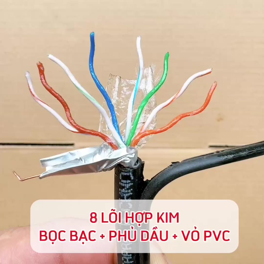 Dây Mạng Ngoài Trời 8 Lõi Golden Japan Cat5e và Cat6 FTP Có Sợi Thép Chịu Lực, Bọc Bạc, Phủ Dầu Chống Ẩm | BigBuy360 - bigbuy360.vn
