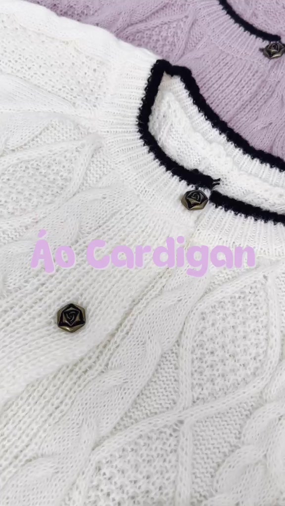 Áo Khoác Cardigan Nữ, Áo Len Dệt Kim Hoạ Tiết Dây Đan Chéo Viền Đen Phong Cách Hàn Quốc Thời Trang Thu Đông - Mã TA084 | BigBuy360 - bigbuy360.vn