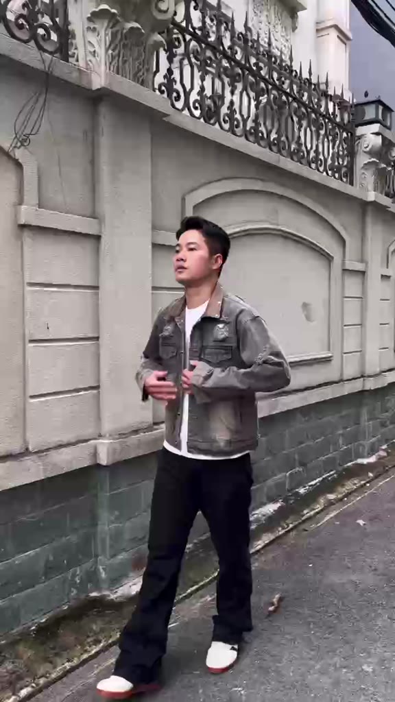 Áo Khoác Denim Jeans Jacket Form Crop Tôn Dáng Cổ Áo Phối Da 2 Color. | BigBuy360 - bigbuy360.vn