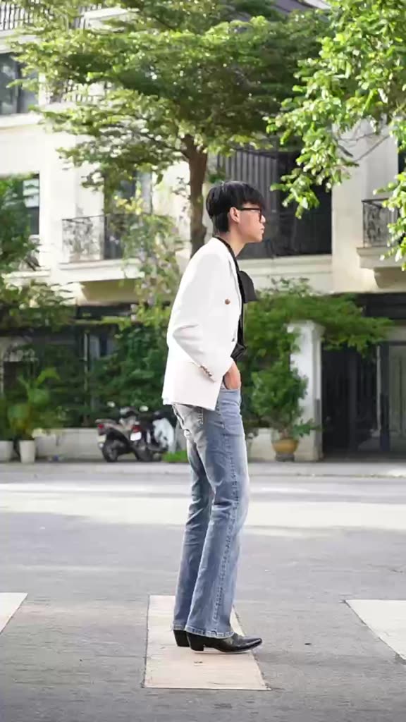 𝑭𝑳𝑨𝑹𝑬 𝑫𝑬𝑵𝑰𝑴 𝑰𝑵 𝑳𝑰𝑮𝑯𝑻 𝑩𝑳𝑼𝑬 , QUẦN JEAN Nam Ống Loe màu Light Blue | BigBuy360 - bigbuy360.vn