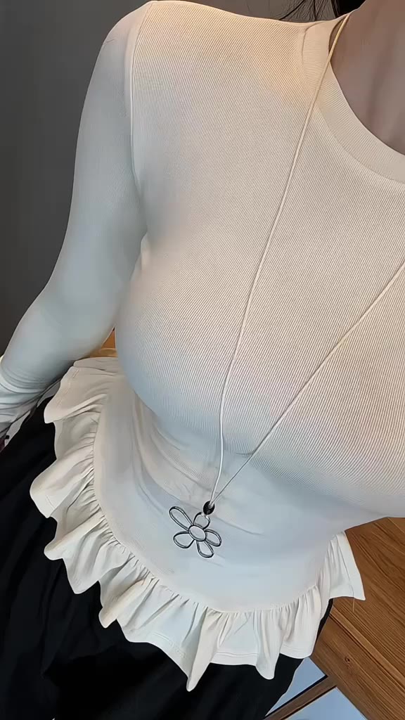Áo Thun Nữ Dài Tay Ôm Body JUSTDUN 405 - Phối Viền Bèo Xinh, Cotton Mịn Cao Cấp, Tôn Dáng | BigBuy360 - bigbuy360.vn