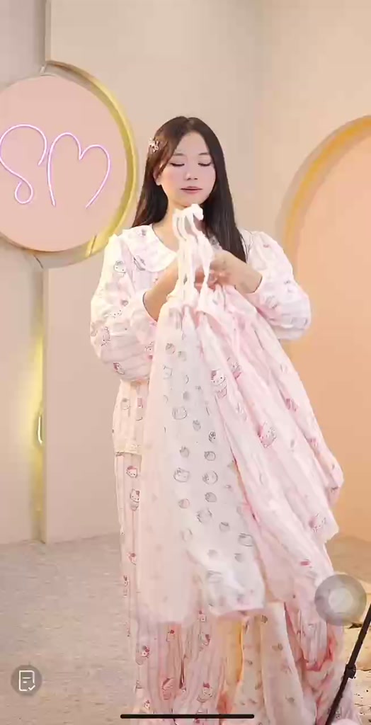 DÀI TAY Cổ SEN bộ ngủ nữ tiểu thư cổ sen vải đũi bông mây mùa hè mặc đi ngủ mát mẻ thoải mái Women Quần Ngủ Áo Ngủ | BigBuy360 - bigbuy360.vn