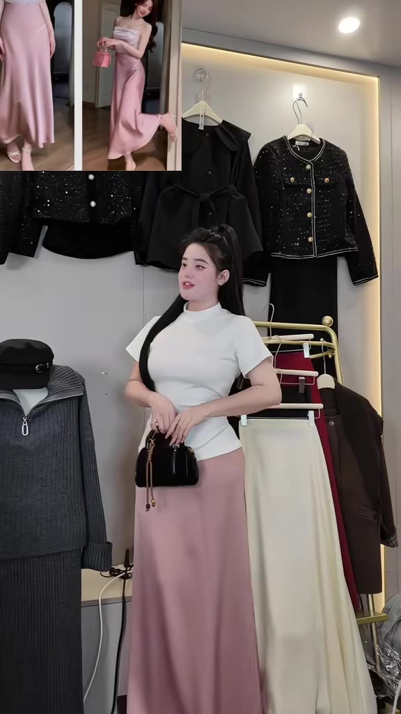 chân váy lụa midi có chun kéo khoá chân váy dài BIGSZIE | BigBuy360 - bigbuy360.vn