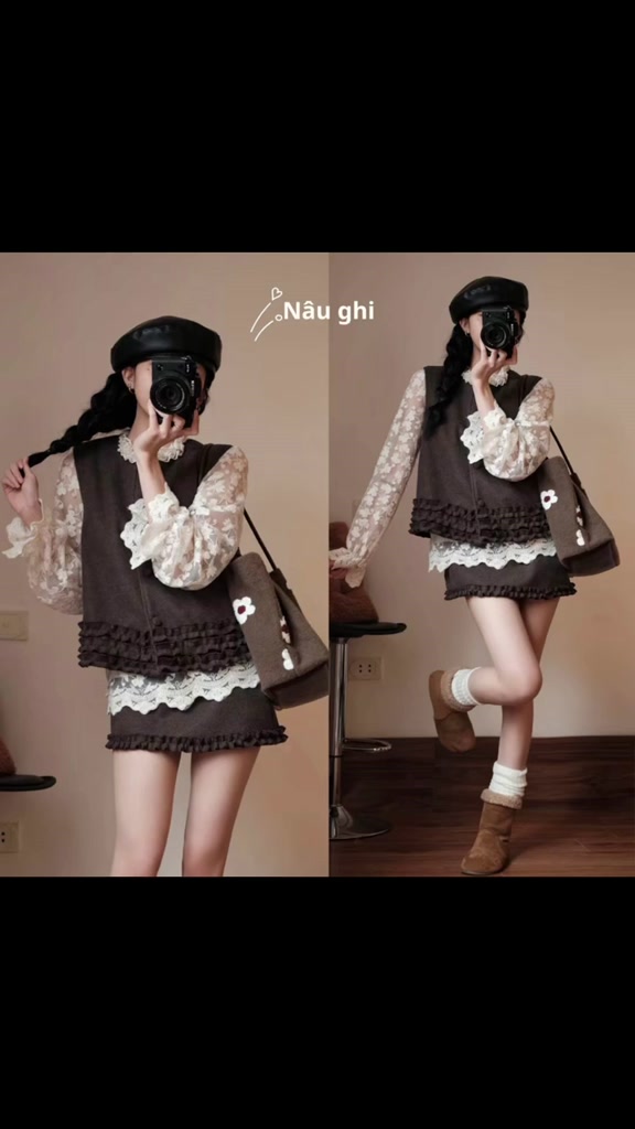 [KO KÈM ÁO TRONG] SET DẠ 2 CHI TIẾT ÁO GILE CÚC BỌC PHỐI BÈO MIX CHÂN VÁY NGẮN CHẬT DẠ BASIC PHONG CÁCH THANH LỊCH | BigBuy360 - bigbuy360.vn