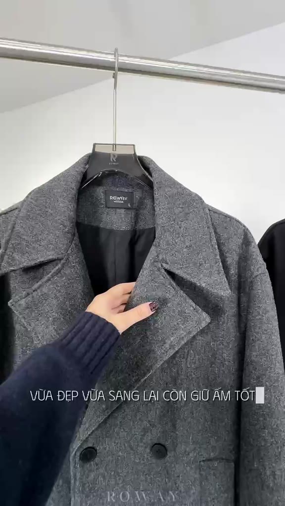 Áo khoác Măng Tô ROWAY chất liệu dạ ép, dày dặn, đứng form | Over Coat | BigBuy360 - bigbuy360.vn