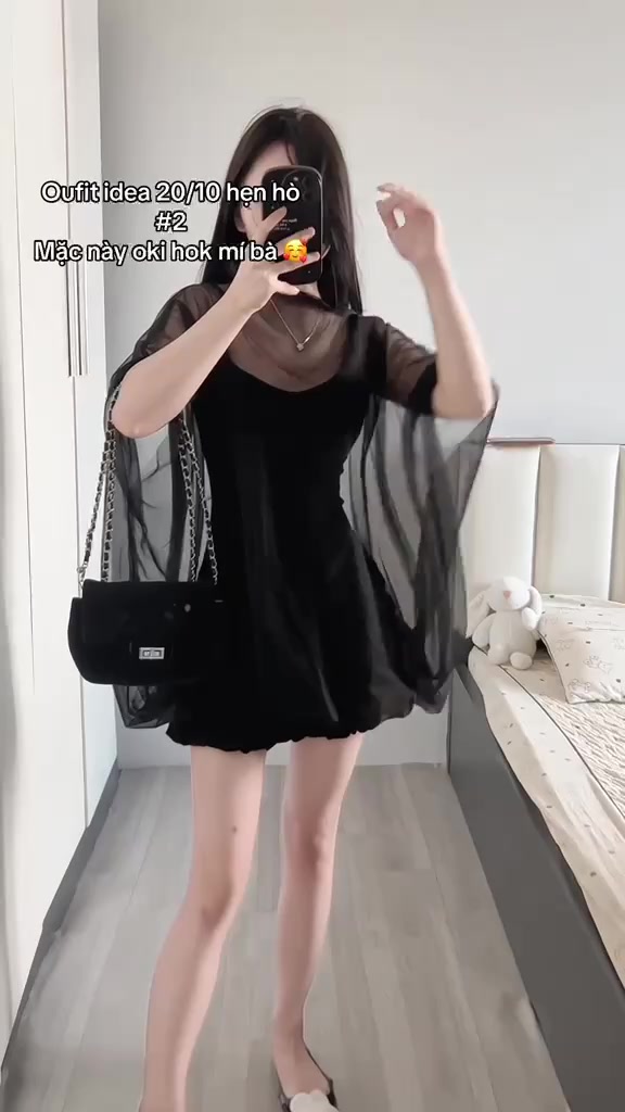 [S2.4184] Set 2 Món Váy 2 Dây Đuôi Cá Chất Zip Mix Áo Choàng Voan Tơ 2 Màu | BigBuy360 - bigbuy360.vn