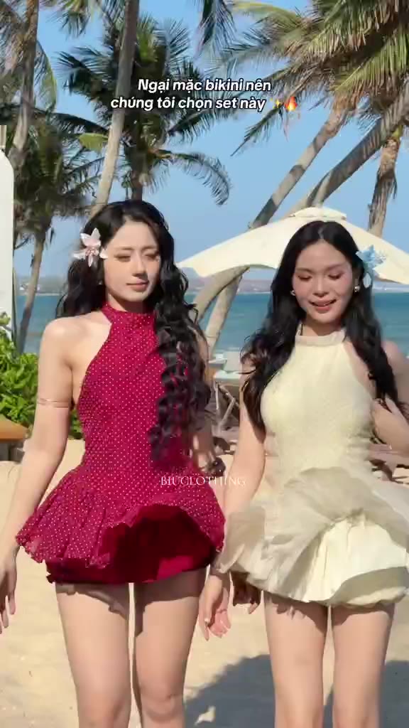 Set áo yếm hở lưng chiết eo tà xòe kèm quần bí sexy mùa hè Erma Set Biu Clothing BB0561 | BigBuy360 - bigbuy360.vn