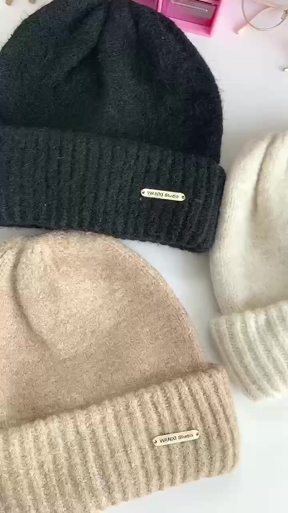 Mũ len unisex, Nón len trơn chất dày co dãn tốt hoạ tiết trơn phối tag WANXI Studio basic thời trang thu đông - Mã NL017 | BigBuy360 - bigbuy360.vn