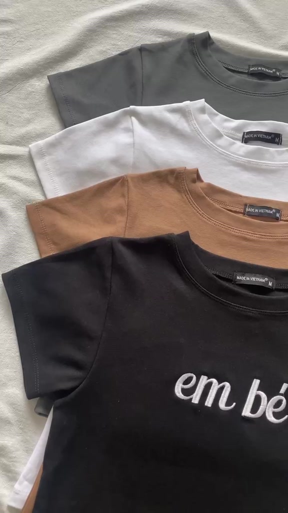 Áo thêu EM BÉ, áo baby tee form body siêu tôn dáng, chất thun cotton thoáng mát - clothingforgirl Mã Mã Store | BigBuy360 - bigbuy360.vn