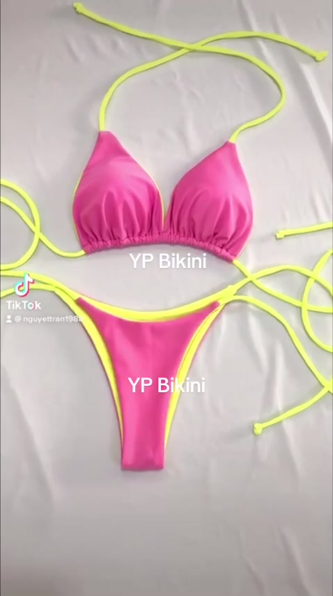Bikini áo tắm 2 mảnh phối dây nhiều màu tam giác | BigBuy360 - bigbuy360.vn