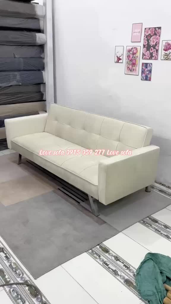 Ghế Sofa Bed Có Tay Vịn ( Ghế Giường Thông Minh Đa Năng) Gấp Gọn Dài 1m4, 1m9 Màu Trắng Kem Chất Vải Nhung Sang Trọng | BigBuy360 - bigbuy360.vn