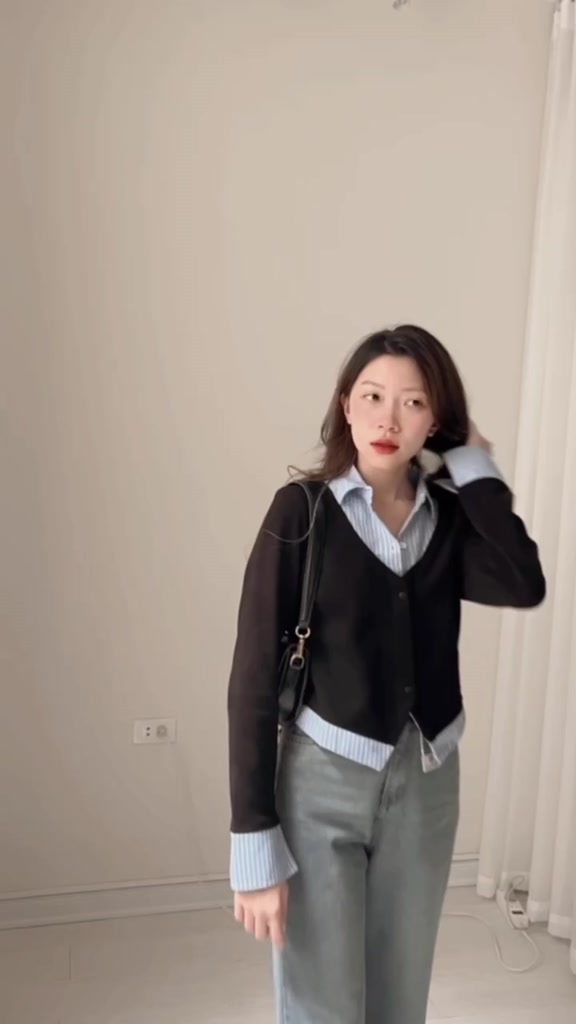 Áo sơ mi dài tay mix Cadigan liền Samhyewear Thời Trang Nữ | BigBuy360 - bigbuy360.vn