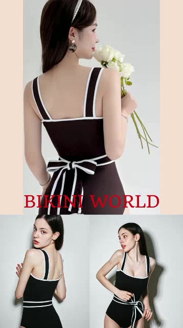 Bikini đồ bơi đi biển 1 mảnh kèm dây thắt nơ eo dáng bodysuit kín đáo trẻ trung phong cách | BigBuy360 - bigbuy360.vn