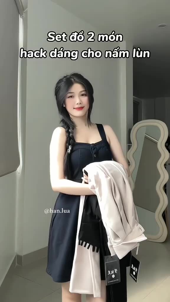 [S2.392] Set Áo Quây Cup Ngực Đan Dây Sau Mix Quần Ống Rộng 2 Màu Hàng 2 Lớp (quần dài 1m) | BigBuy360 - bigbuy360.vn