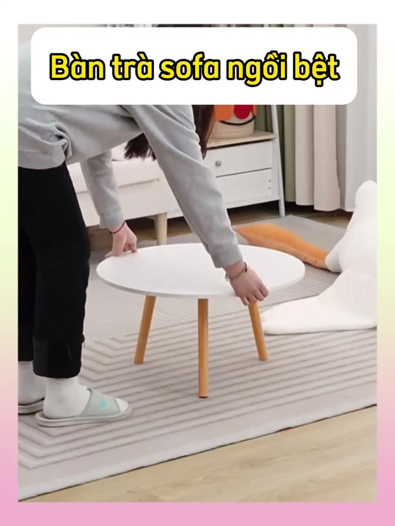 Bàn trà sofa tròn ngồi bệt mini kích thước 40x40x30 phong cách vintage dùng làm bàn decor phòng ngủ siêu xinh cute | BigBuy360 - bigbuy360.vn