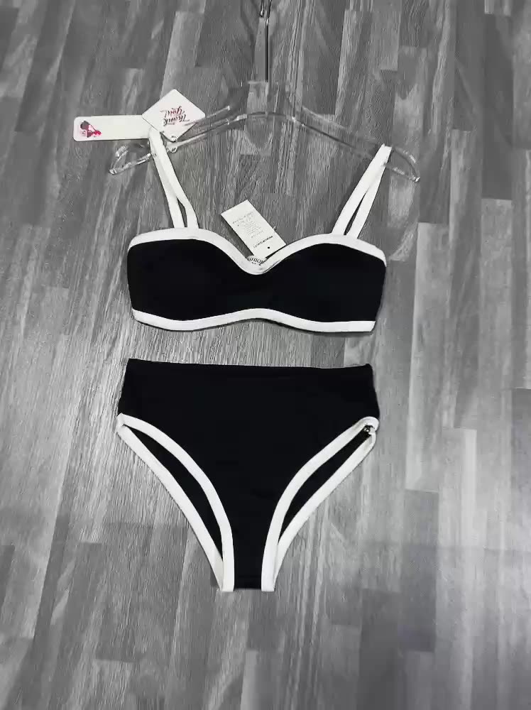 Bộ bikini đi biển 2 mảnh đi bơi áo tắm 2 dây quần tam giác , set đồ bơi đi biển sexy tôn dáng màu đen G715 | BigBuy360 - bigbuy360.vn