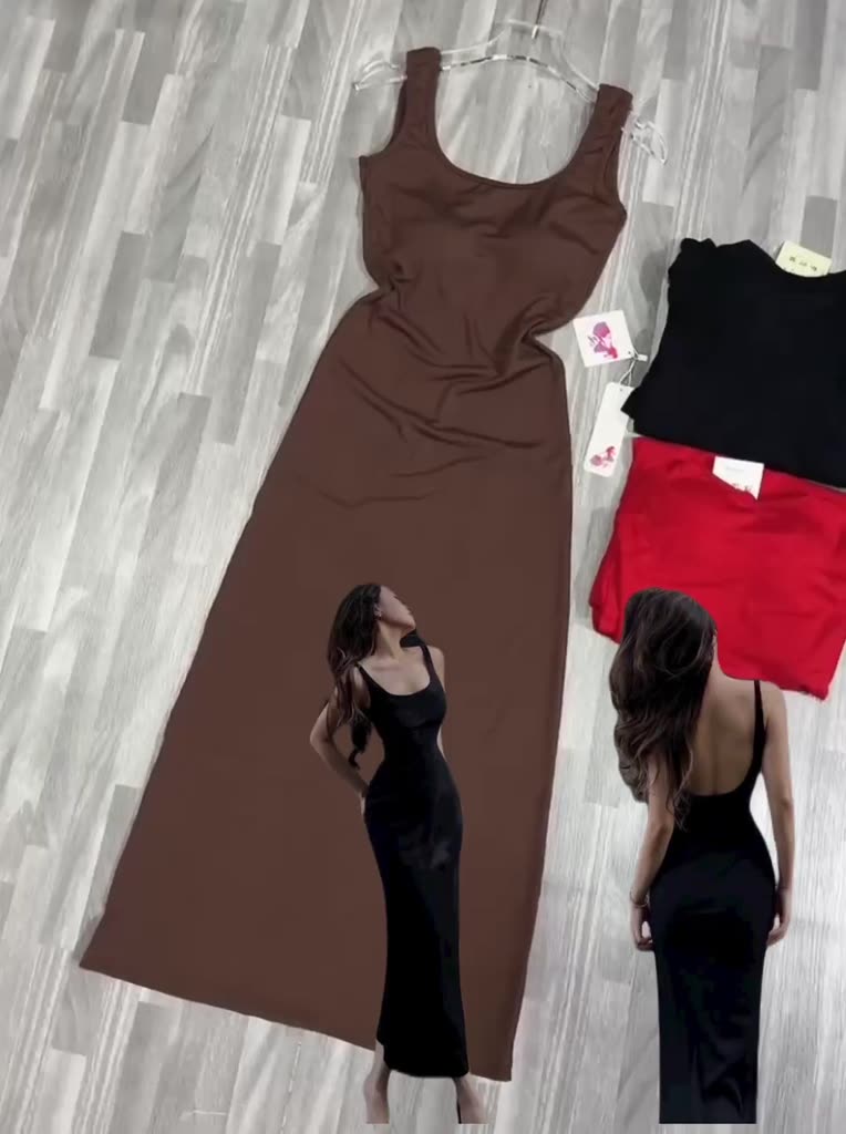 Đầm 2 dây bản to dài hở lưng , váy hai dây nữ maxi dài ôm body màu đen đi tiệc tôn dáng có mút VD956 | BigBuy360 - bigbuy360.vn