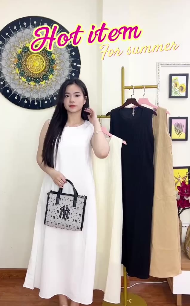 Váy Ba Lỗ Đũi Gân YT40, Đầm Ba Lỗ Dáng Dài 2 Lớp Có Túi Sườn Mặc Hè Siêu Mát | BigBuy360 - bigbuy360.vn