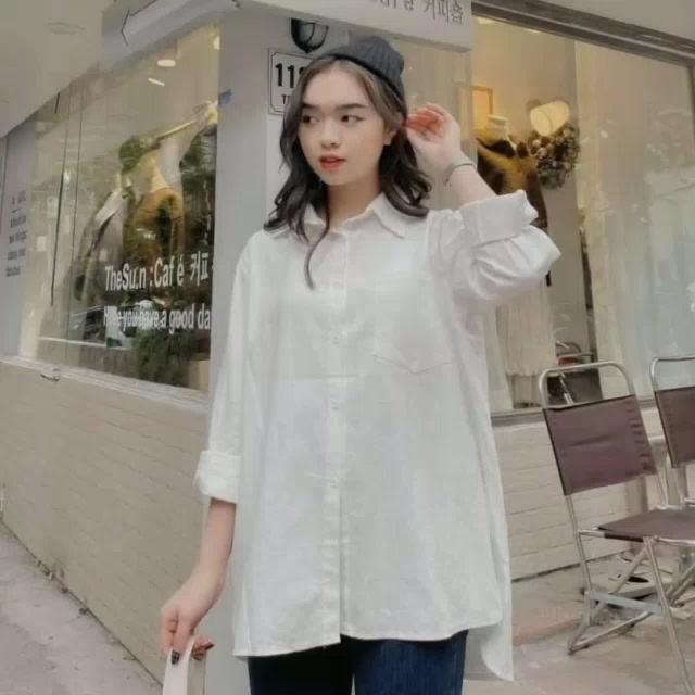 Áo sơ mi nữ basic ulzzang chất thô mềm dày dặn quảng châu ( fom rộng ) | BigBuy360 - bigbuy360.vn