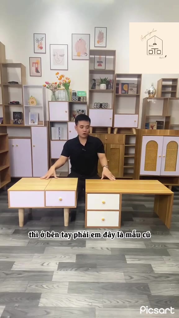 Bàn trang điểm bệt có ngăn kéo chất liệu gỗ MDF phủ Melamine cao cấp của nội thất Zezadecor | BigBuy360 - bigbuy360.vn