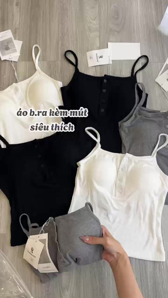 (ẢNH OLDSCHOOL) (KÈM MÚT) Áo 2 dây cài cúc trước kèm mút trong ôm dáng | BigBuy360 - bigbuy360.vn