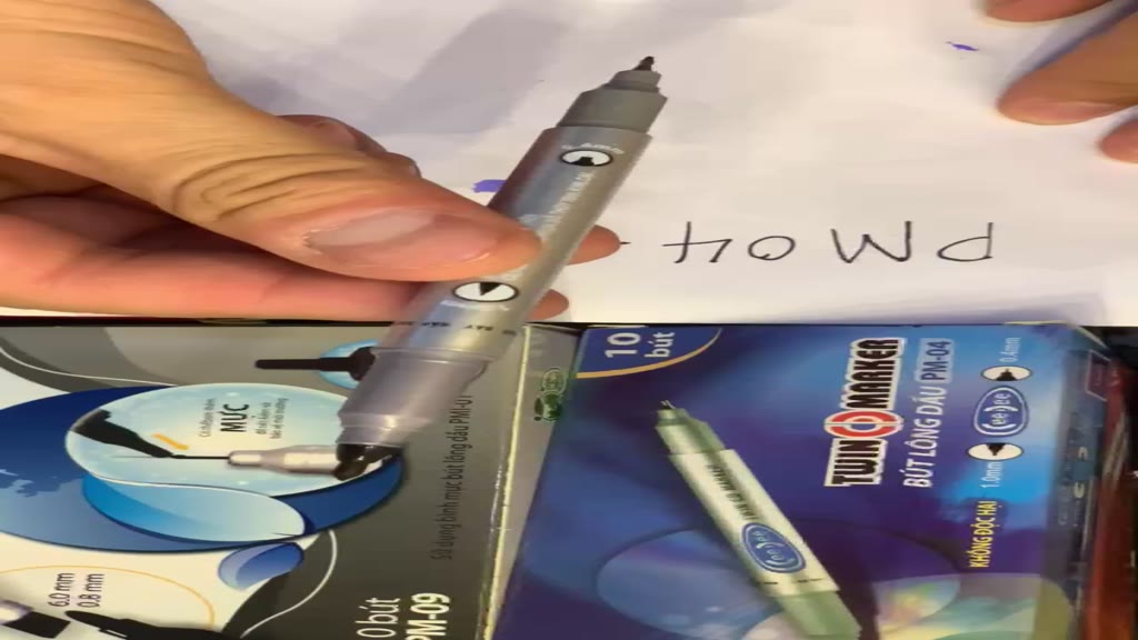 Sỉ hộp 10 bút lông dầu 2 đầu viết loại to PM-09 ngòi nhỏ PM-04 | BigBuy360 - bigbuy360.vn