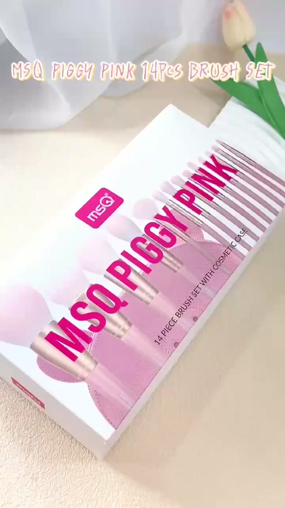 Bộ Cọ Trang Điểm MSQ Piggy Pink 14 Piece Brush Set With Cosmetic Case | BigBuy360 - bigbuy360.vn