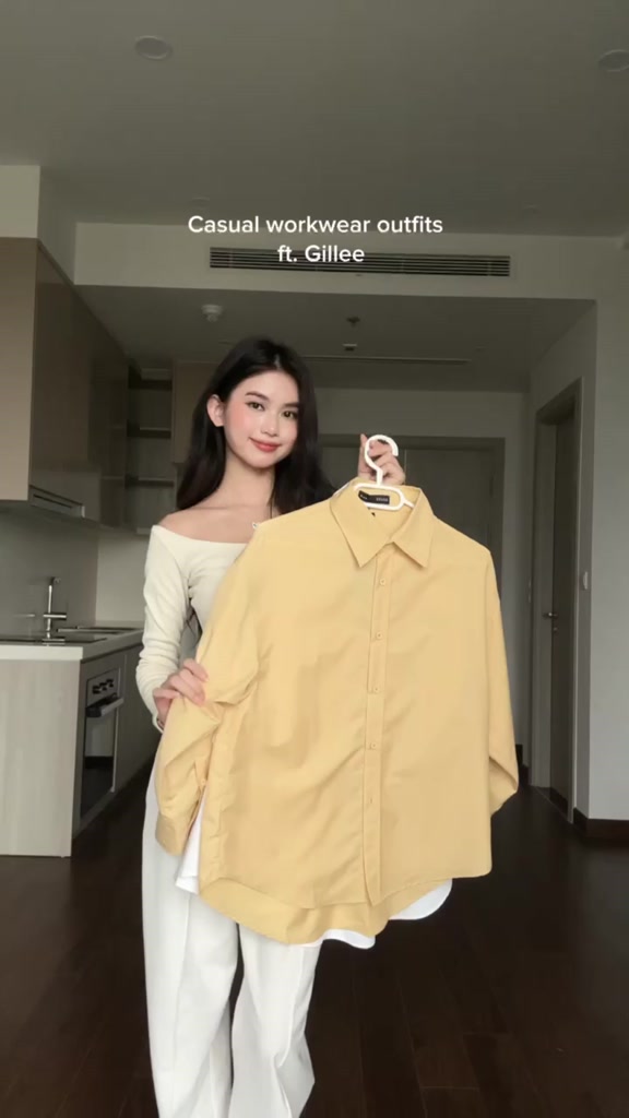 Áo sơ mi trắng nữ GILLEE dáng oversized, sơ mi form rộng vải kate Mỹ thanh lịch FAS291 | BigBuy360 - bigbuy360.vn
