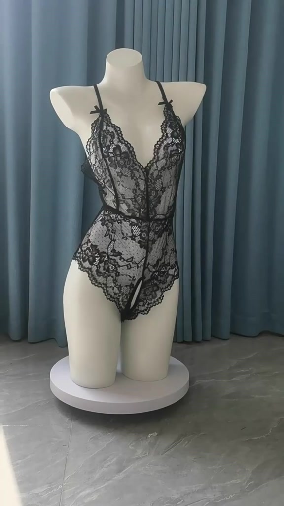 Đồ ngủ sexy, bộ liền thân bodysuit ren hoa dây đính nơ, dây chéo lưng xẻ dưới freesize mẫu mới cực sexy | BigBuy360 - bigbuy360.vn