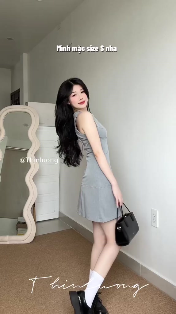 Đầm body đầm chữ a đầm xoè màu xám trắng tôn dáng