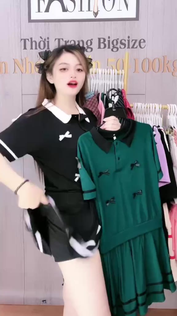 Thời Trang Bigsize - Set Áo Cổ Bẻ Nơ Nổi Mix Chân Váy Xếp Ly Có Lót Trong Vải Thun Tăm Hot Hit Nữ Cao Cấp Xinh 40-95kg | BigBuy360 - bigbuy360.vn