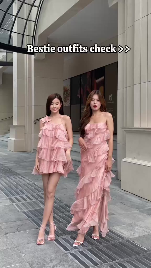 AMELIE - Váy dài hai dây tơ lụa xếp tầng màu hồng - Isabella Dress | BigBuy360 - bigbuy360.vn