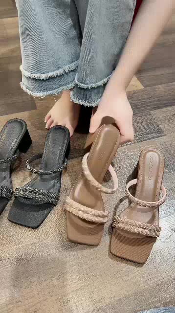Dép Nữ Cao Gót 7cm Ngọc Trinh Store Si Lụa Bling Vân Si Kim Tuyến _ Mã 043_ L2A. | BigBuy360 - bigbuy360.vn