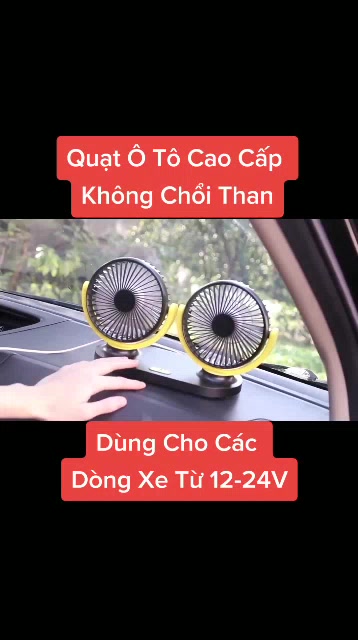 Quạt Ô Tô Đôi Cao Cấp – 3 Cấp Gió – Cắm Tẩu 12V/24V Hoặc USB