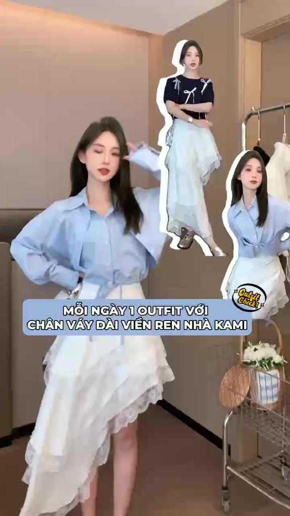 Chân váy dài phối viền ren ba tầng lệch tà cách điệu cho nữ,Chân váy đi biển, đi chơi đủ size từ 40-70kg - Mã CV02 | BigBuy360 - bigbuy360.vn