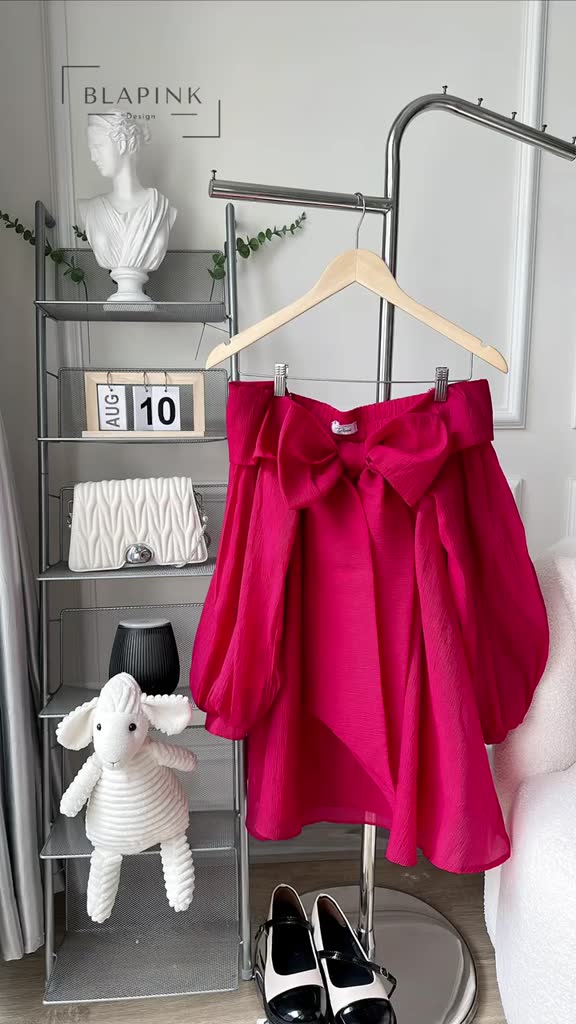 Váy Babydoll Trễ Vai Thắt Nơ To Tay Bồng Xoè - Manyu Dress | BigBuy360 - bigbuy360.vn